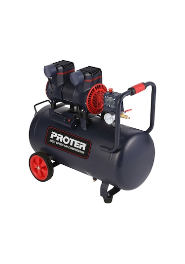 Proter 2HP 8 Bar Yüksek Hızlı Yağsız Sessiz Hava Kompresörü 50 L