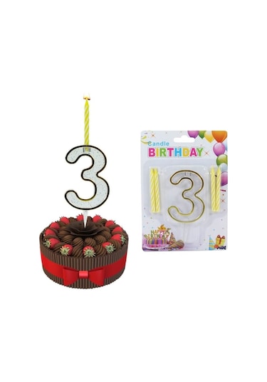 3 Rakam Şeffaf Mumluk ve 4 Adet Mum