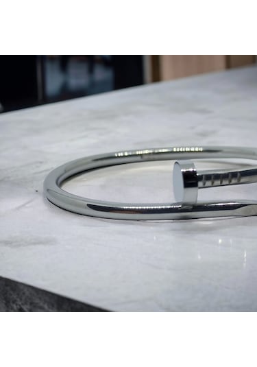 Gümüş Rengi Paslanmaz Çelik Çivi Kelepçe Bileklik Bilezik Çok Renkli