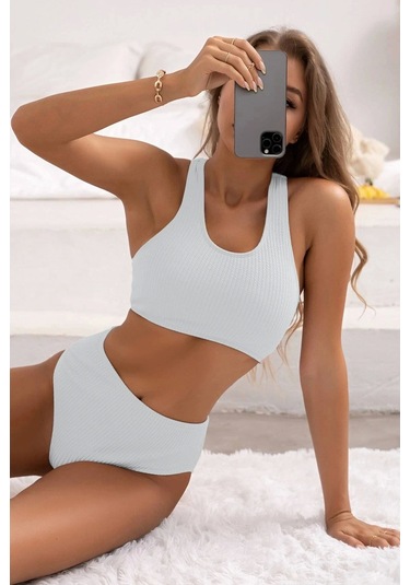 Kadın Beyaz Çapraz Sırt Detaylı Iç Çamaşır Takımı Beyaz