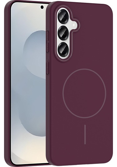 Galaxy S25 Kılıf Magsafe Şarj Özellikli Ruby Sert Kılıf Mürdüm