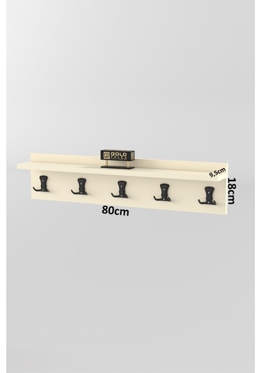 Askılık Duvar Elbise Askılığı Portmanto 80 Cm Krem Düz Ekru