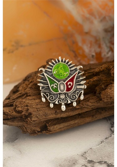 Mineli Osmanlı Devlet Arması Gümüş Rozet -8478 Gümüş