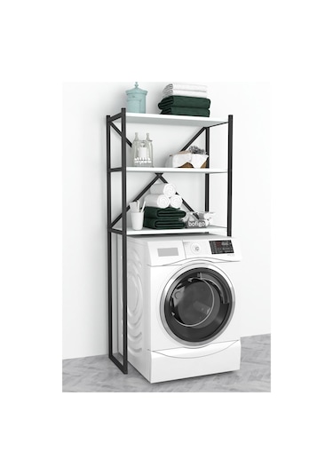 3 Raflı Metal Banyo Düzenleyici Rafı Beyaz