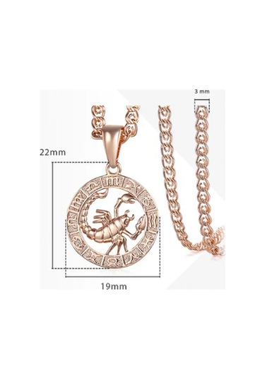 Saatcaddesi Pigado Astroloji Burçlar Kolye Rose Renk Özel Kutusunda Metal