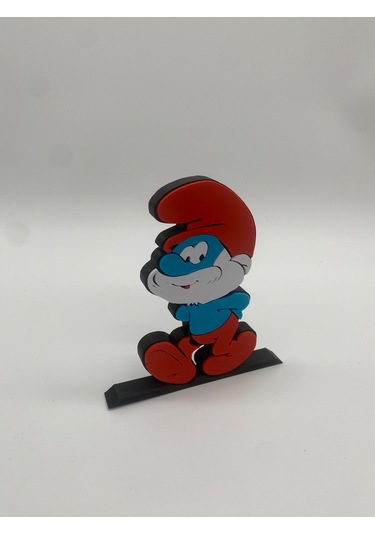 Renkli Şirin Baba Masa Üstü Figürü, 3d Baskı, Mavi