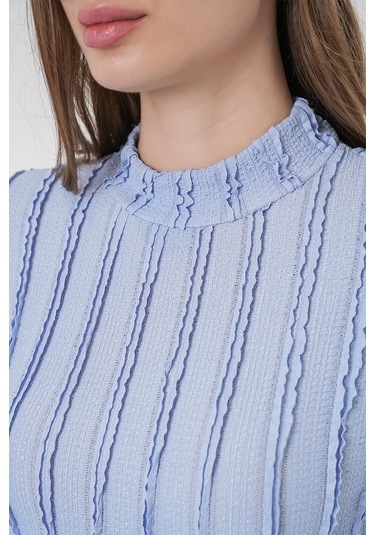 Kadın Dokulu Esnek Örme Bluz 975 - Mavi Mavi