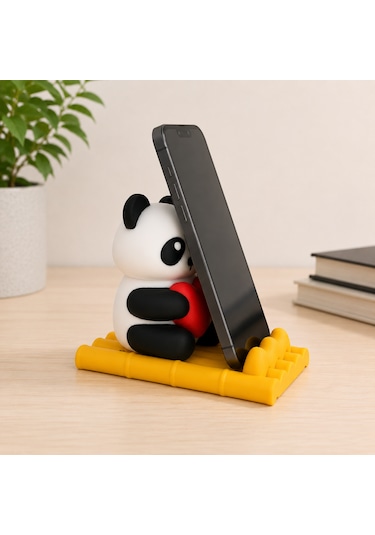 Sevimli Panda Figürlü Telefon Standı Masaüstü Organizer Ve Telefon Tutucu Çok Renkli