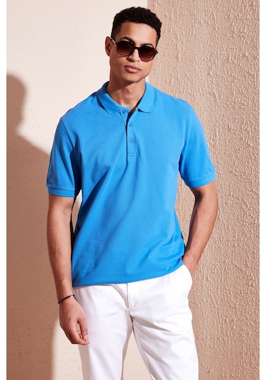 Buratti Pamuklu Regular Fit Düğmeli Erkek Polo Yaka T Shirt 5902127 Koyu Mavi