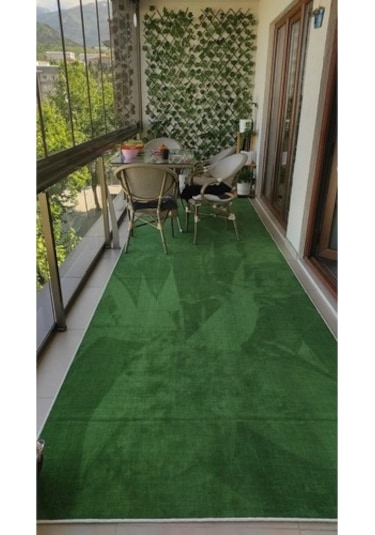 Yeşil Protokol Halı Özel Kesim Kaymaz Tabanlı Balkon Halısı (428912884)