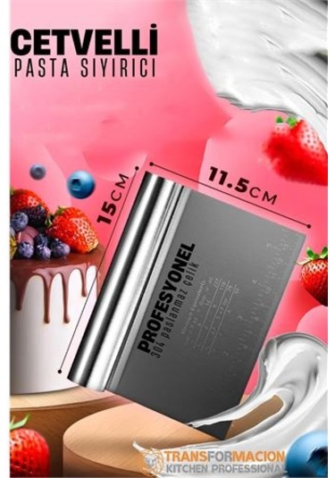 Modacar Pasta Spatulası - Profesyonel Hamur Sıyırıcı - Ölçü Cetvelli Pasta Hamur Spatulası