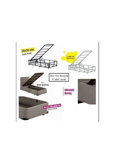 Nironyatak Niron Baza -160X200 Cm Çift Kişilik Sandıklı Klasik Kumaş Baza