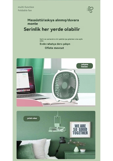 Eternal Luck Masaüstü Gece Lambası Şarj Edilebilir Fan Mavi