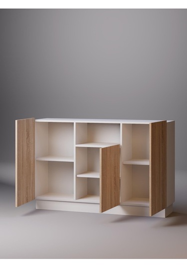 Detamob Lora Konsol, 140cm Beyaz/sonoma & Karbon Gri/sonoma Beyaz