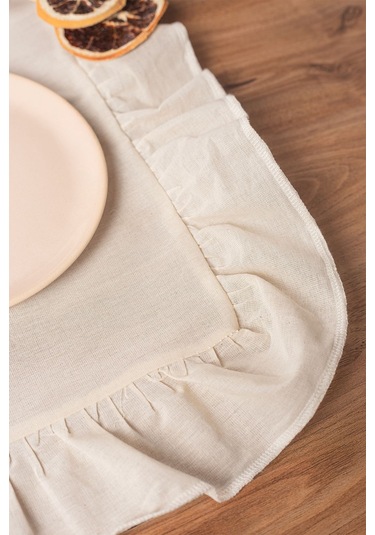 Keten 6'lı Fırfırlı Dikdörtgen Amerikan Servisi 35 X 40 Cm - Ztasd6 Ekru