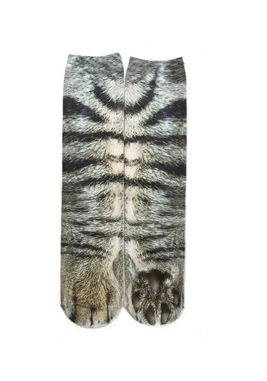 Geeroyoo 3d Hayvan Ayak İzi Çorapları - Kedi Köpek Kaplan Kartal At Dinozor Desenli Unisex Renkli Fun Çoraplar Koyu Kahverengi