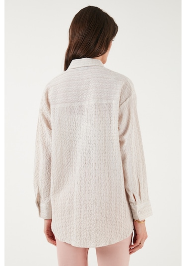 Lela Regular Fit Uzun Kollu Dokulu Bayan Gömlek 6772799 Taş