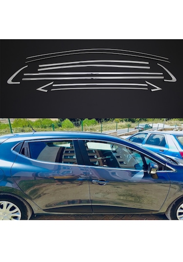 Renault Clio 4 Cam Çıtası Kromu Çerçevesi Komple Nikelaj Seti