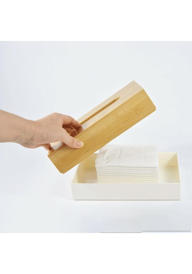 Homyl Dresser Masa Için Mendil Kapak Konteyner Peçete Beyaz Beyaz