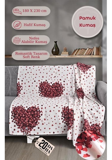 Tek Kişilik Baskılı Pike Koltuk Örtüsü Breeze 180x230 Cm Beyaz/Mor