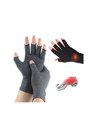 Skycity Artrit Eldiveni Yarı Parmaklı Siyah L - Ağrı Ve Şişlik Azaltıcı, Rahat Fit, Hafif Malzeme