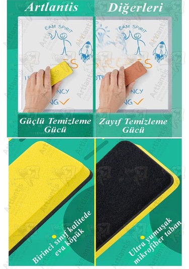 Yazı Tahta Silgisi Eva 3 Adet Beyaz Yazı Tahtası Silgisi Kaliteli Keçe Uçlu Eva Okul Sınıf Ofis Kuru Silgi Diğer