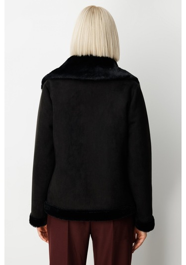 Ekol Kadın İçi Peluşlu Güderi Mont 8005 Siyah Siyah