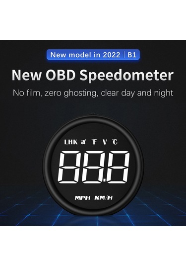 Monyee B1 Obdⅱ Araç Hud Görüntüleyici - 2 İnç Ekran, Hız/tuketim/voltaj Gösterimi, Otomatik Parlaklık Ayarlama Ve 5 Alarm Fonksiyonu Siyah