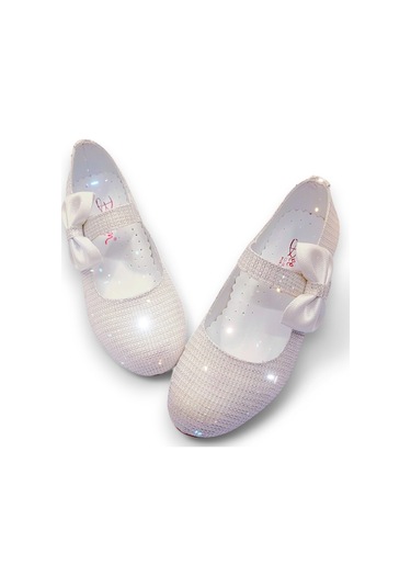 Beebron Ortopedik Topuklu Abiye Kız Çocuk Ayakkabı Shining Series Abiayk2401 Simli Krem Krem