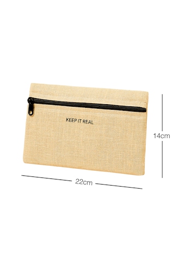 Ocean Home Textile Termal Astarlı Jüt Keten Makyaj Çantası 22 X 14 Cm