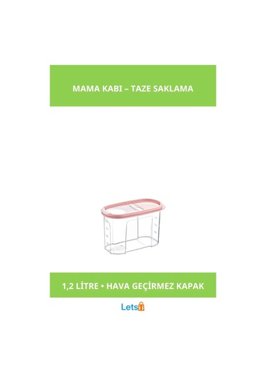 Hava Geçirmez Dayanıklı 1.2 Litre Mama Kabı