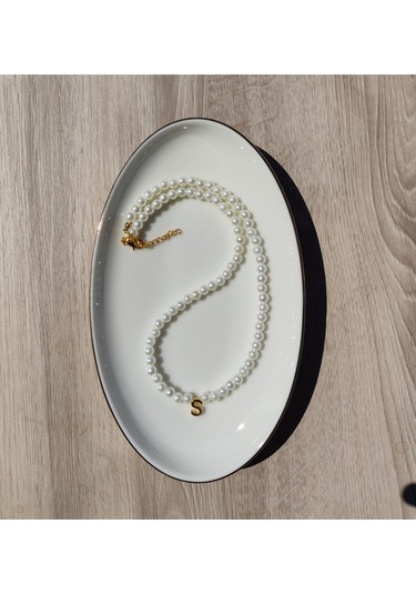 İnci Zerafetinde Harfli İnci Kolye - Kişiselleştirilmiş Hediye 3461000000275 Beyaz