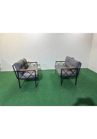 2+2balkon-bahçe-kafe-çay Seti-koltuk Takımı-oturma Grubu-ofis Koltuğu 2+2 Gri