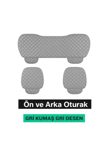 Renault Symbol Uyumlu 3 Parça Kapitone Kumaş Minder Gri