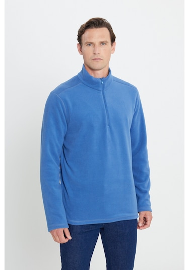 AC&Co / Altınyıldız Classics Anti-Pilling Tüylenme Yapmayan Bato Yaka Erkek Polar Sweatshirt Indigo İndigo