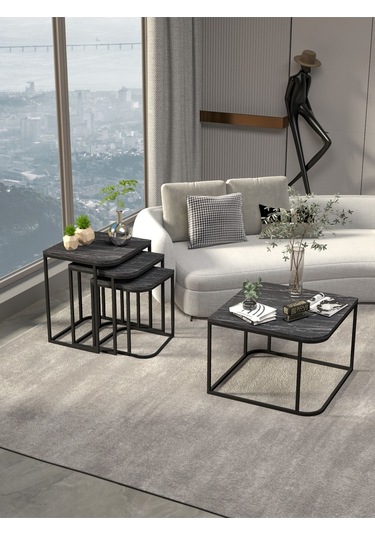 Orta Sehpa Ve Zigon Sehpa Damla Bendir Siyah