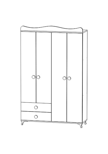 Garaj Home Yıldız 4 Kapaklı 2 Çekmeceli Dolap - Prenses