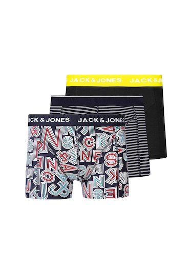 Jack & Jones 3'Lü Karışık Boxer Paketi- Mavy 12214913 Navy Blazer Lacivert