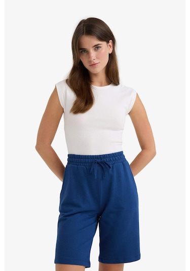 Defacto Regular Fit Normal Bel Düz Paça Bermuda Şort N7439az25auın147 Indigo