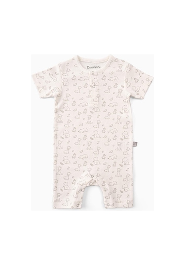 Bebek Şort Tulumu Kısa Kollu Pamuklu Tulum Zürafa-zürafa Çok Renkli