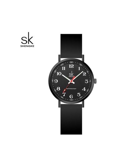 Novahub Siyah Shengke Spor Kadın Saat, Yeni Tasarım Sk Kuvars, 34mm Yuvarlak Kadran, Siyah Silikon Kayış, Kadın İçin, Ce Sertifikalı Çok Renkli
