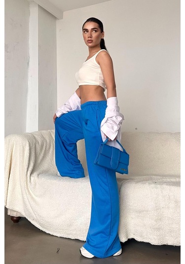 Madmext Saks Bol Paça Kadın Eşofman Altı Mg2279 Saks