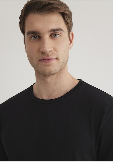 Mavi - Siyah Basic Tişört 061747-900-Siyah