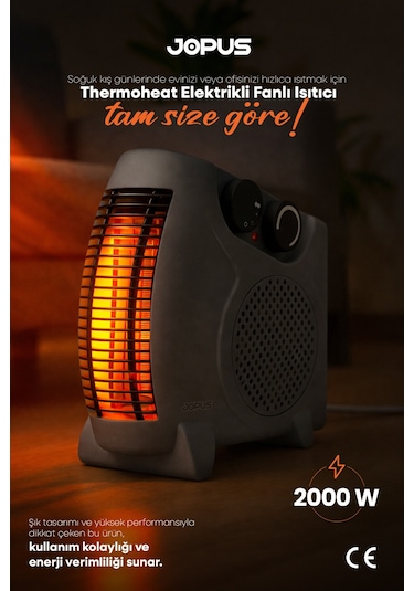 Jopus JO-FI001 2000 W Fanlı Isıtıcı Antrasit