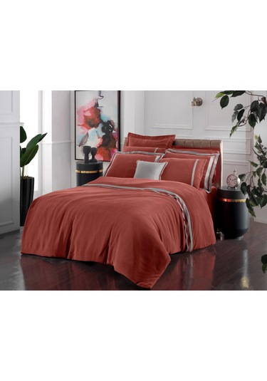 Sarev Kımera Cupro Vegan İpek Çift Kişilik Nevresim Takımı Taba Renkli