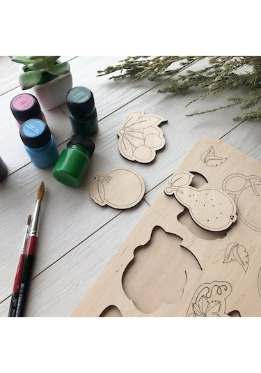 Ahşap Montessori Meyveler Puzzle