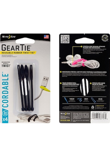 Nite Ize Gear Tie Cordable- Yuvalı Kablo Düzenleyici 4Lü Paket