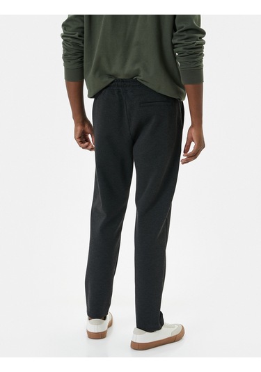 Koton Beli Bağcıklı Pantolon Slim Fit Cep Detaylı Katlı Paça Gri 4wam40137hw 4wam40137hw031 Gri