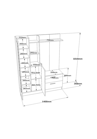 Robinhome Robin Home Jessie Vestiyer Ayakkabılık Portmanto Aynalı Raf Çam-G