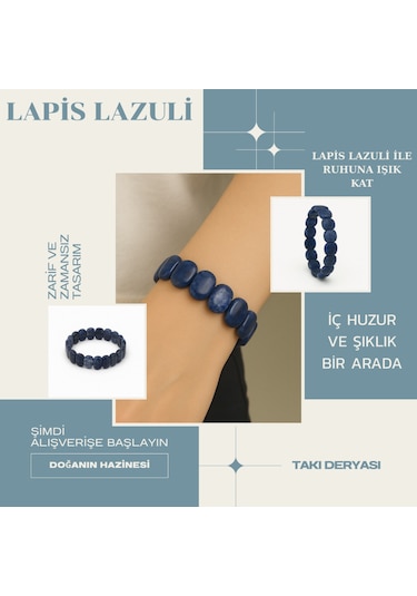 Oval Kesim Lapis Lazuli Bileklik 29 Gr 22 Cm Doğal Taş Mavi